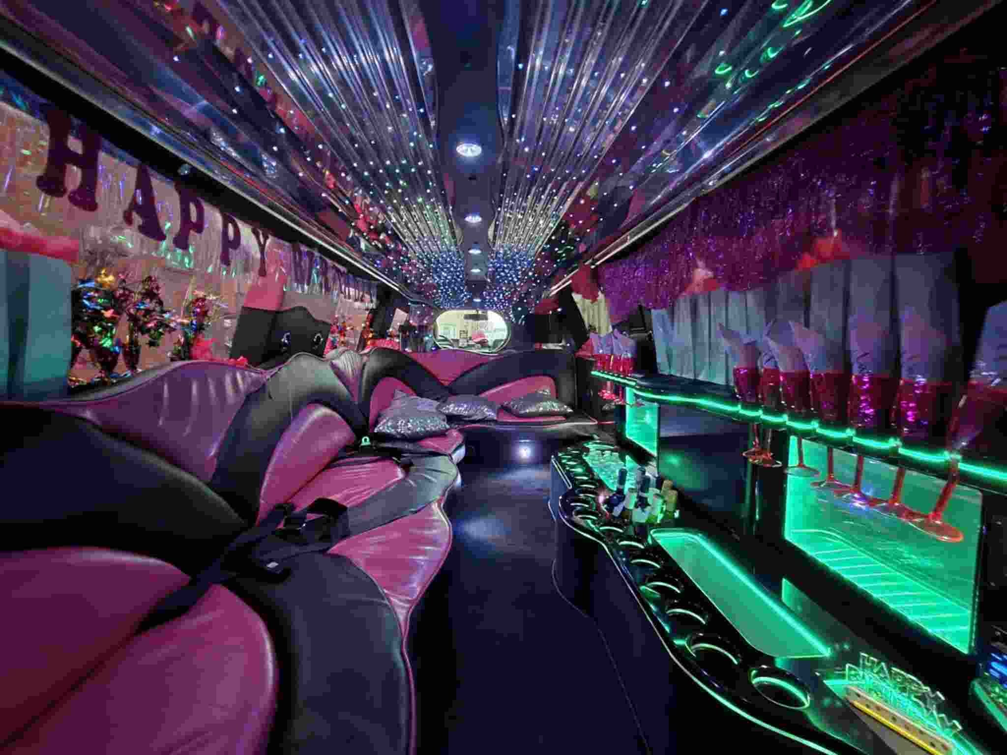 Inside Pinkey Pink Limo Birthday Party Setup - Springfield Missouri