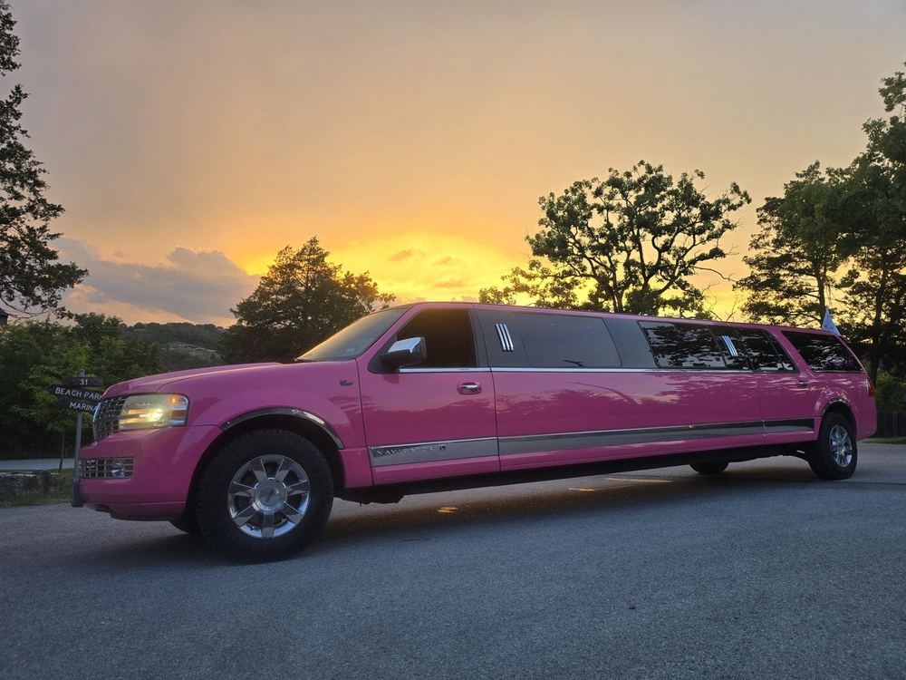 Pinkey the pink limo at sunset - Springfield MO